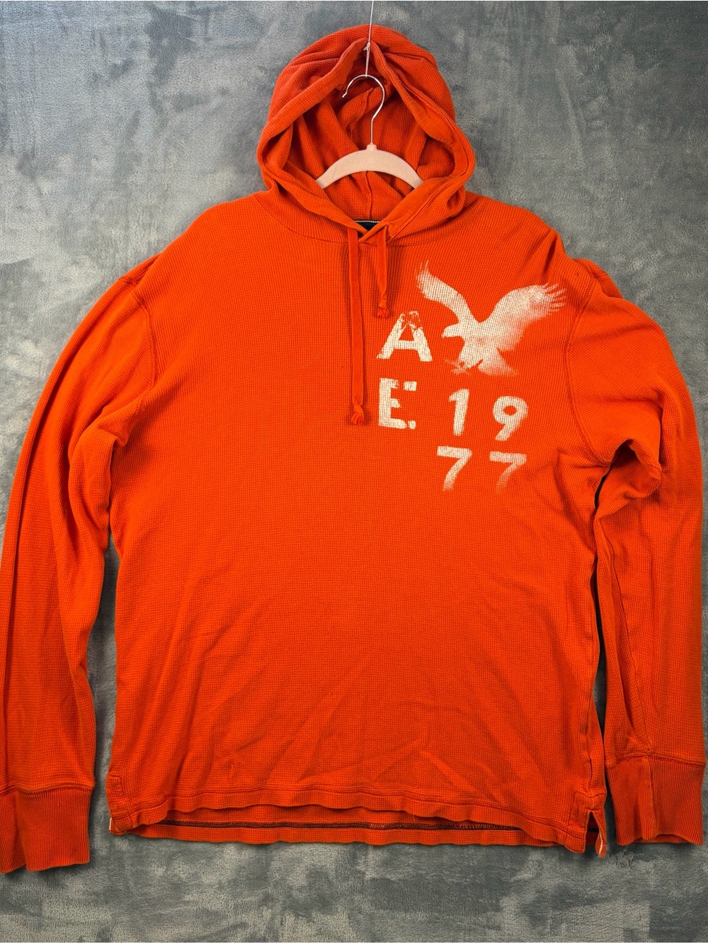 Vintage AE Orange Hooded Long-Sleeve Thermal Shirt